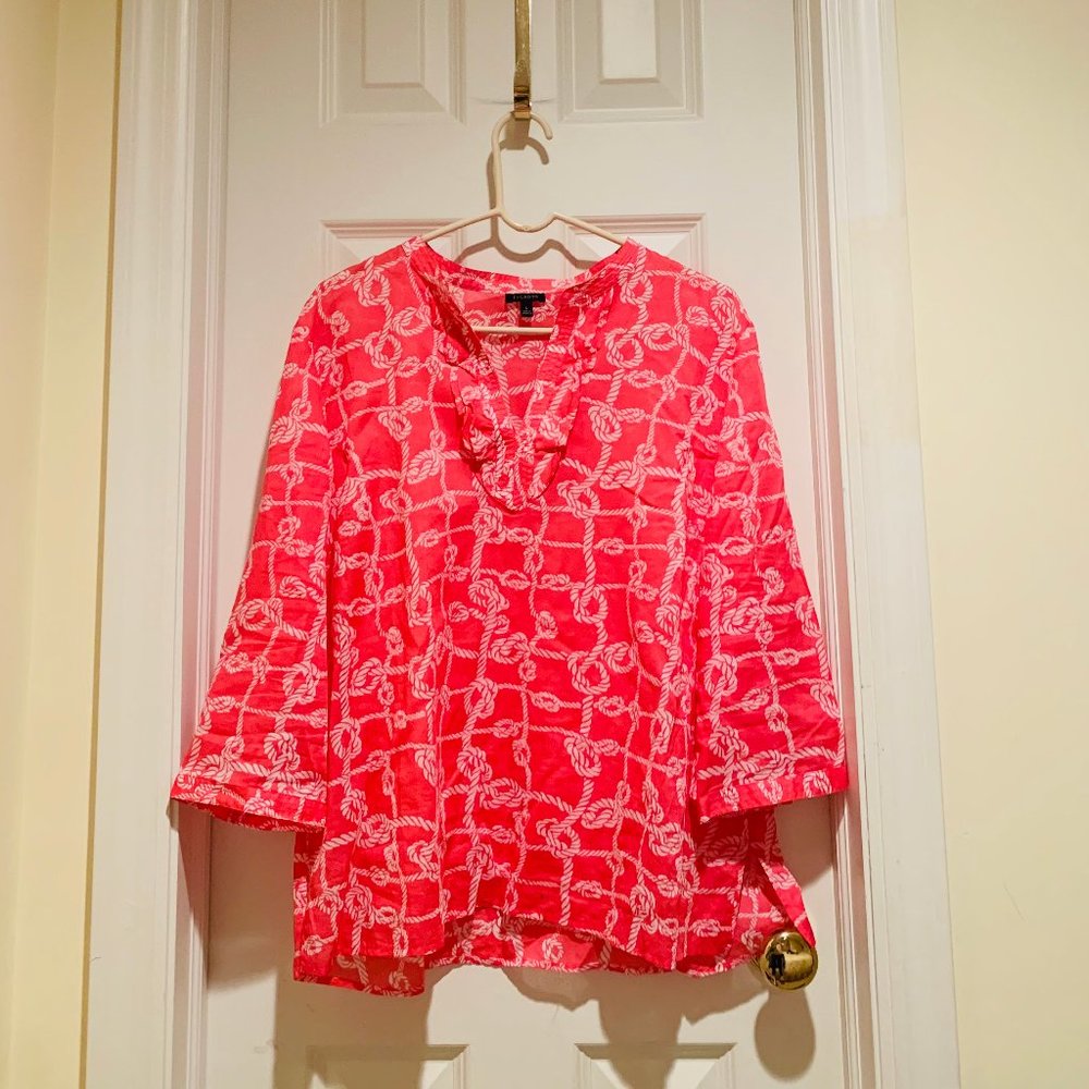 Talbots pink rope tunic top Sz L